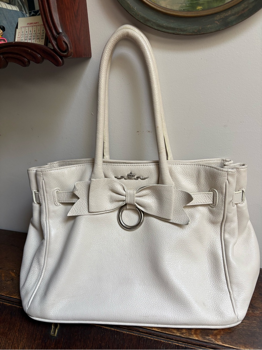 My flat in London creamy pebbled leather handbag